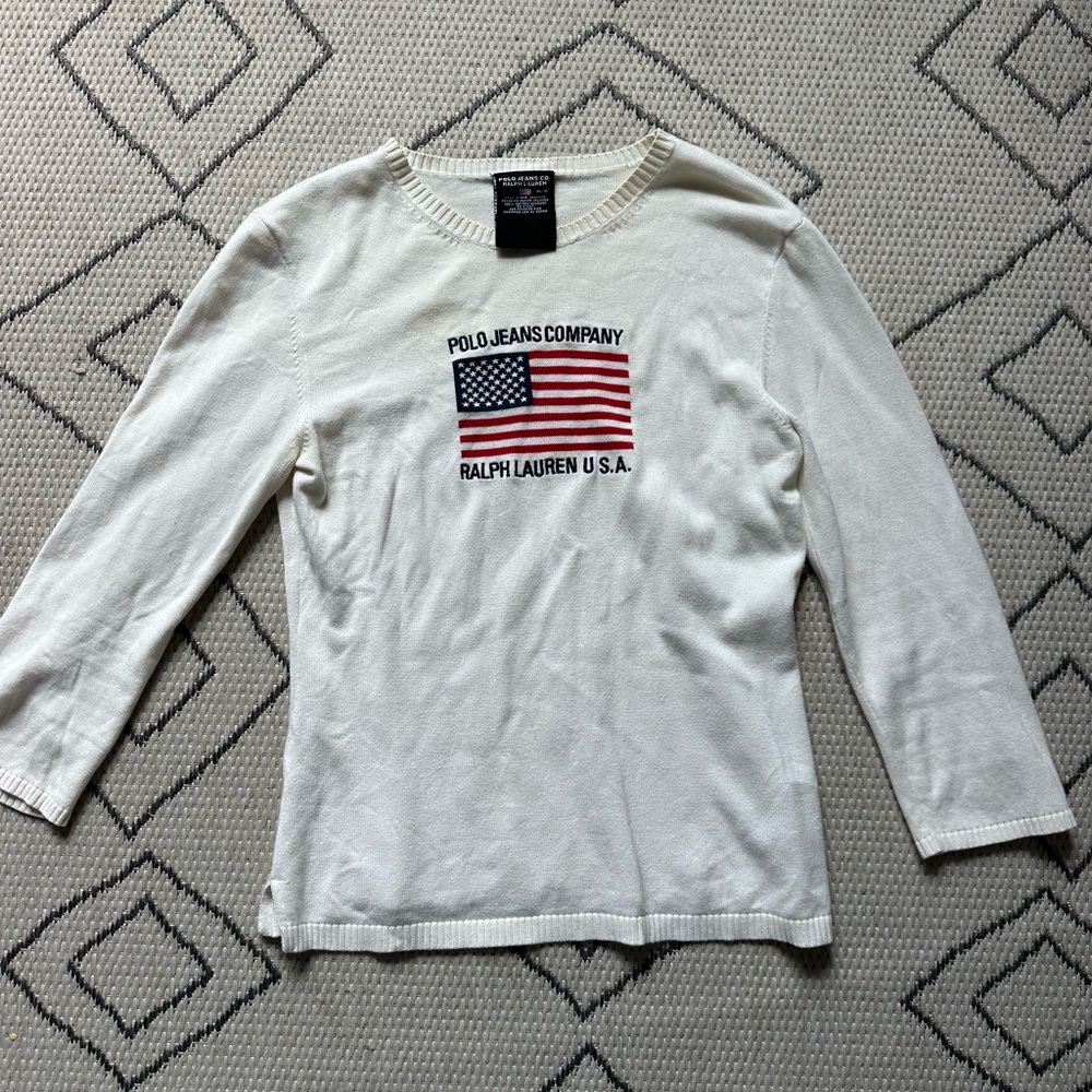 Vintage Ralph Lauren USA Flag Sweater 3/4 sleeves